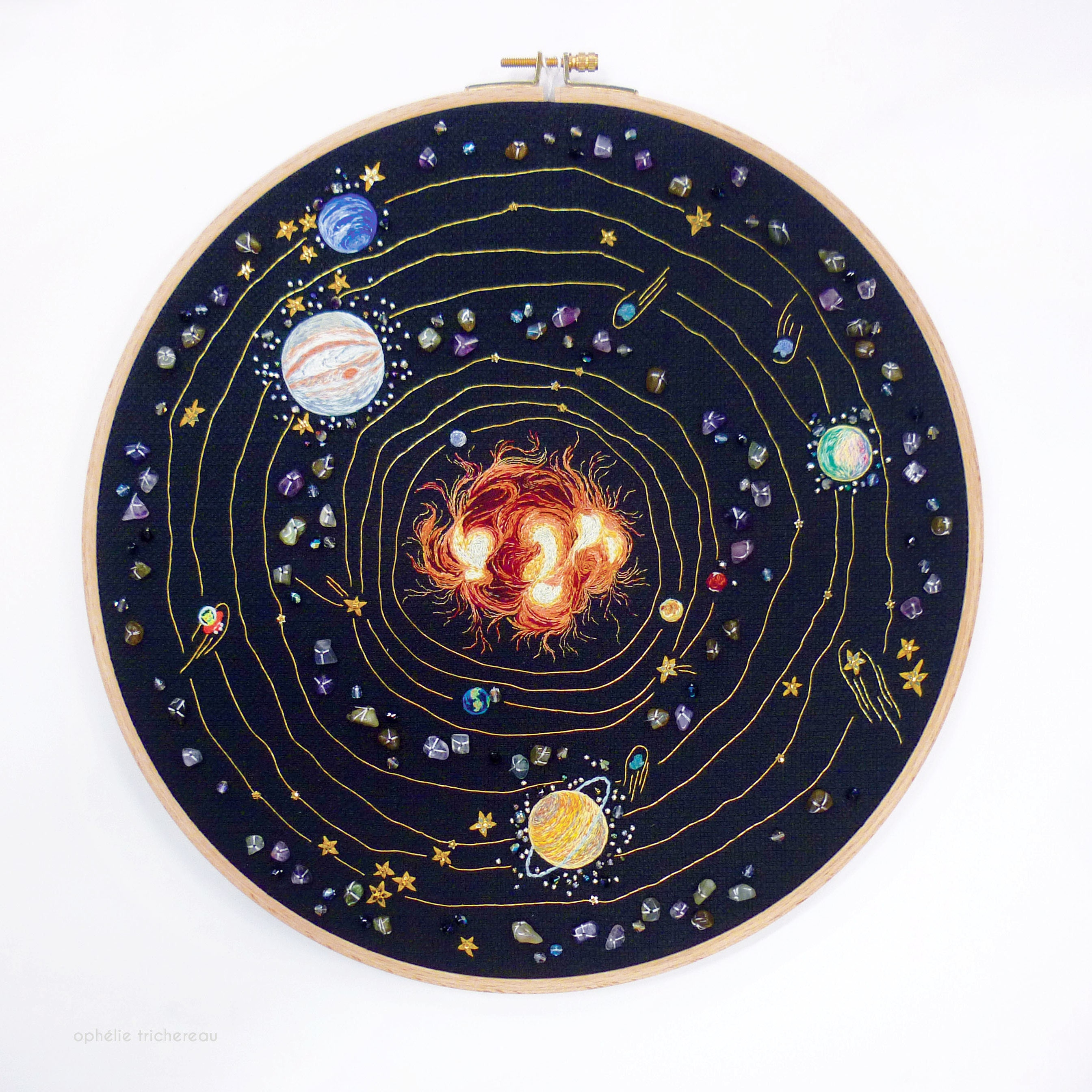 Mars Planet Hand Embroidery Planete Mars Broderie A La Etsy