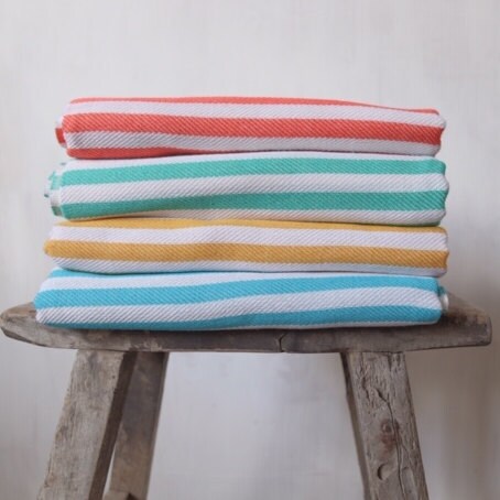 Turquoise Stripe Ocean Hammam Towel