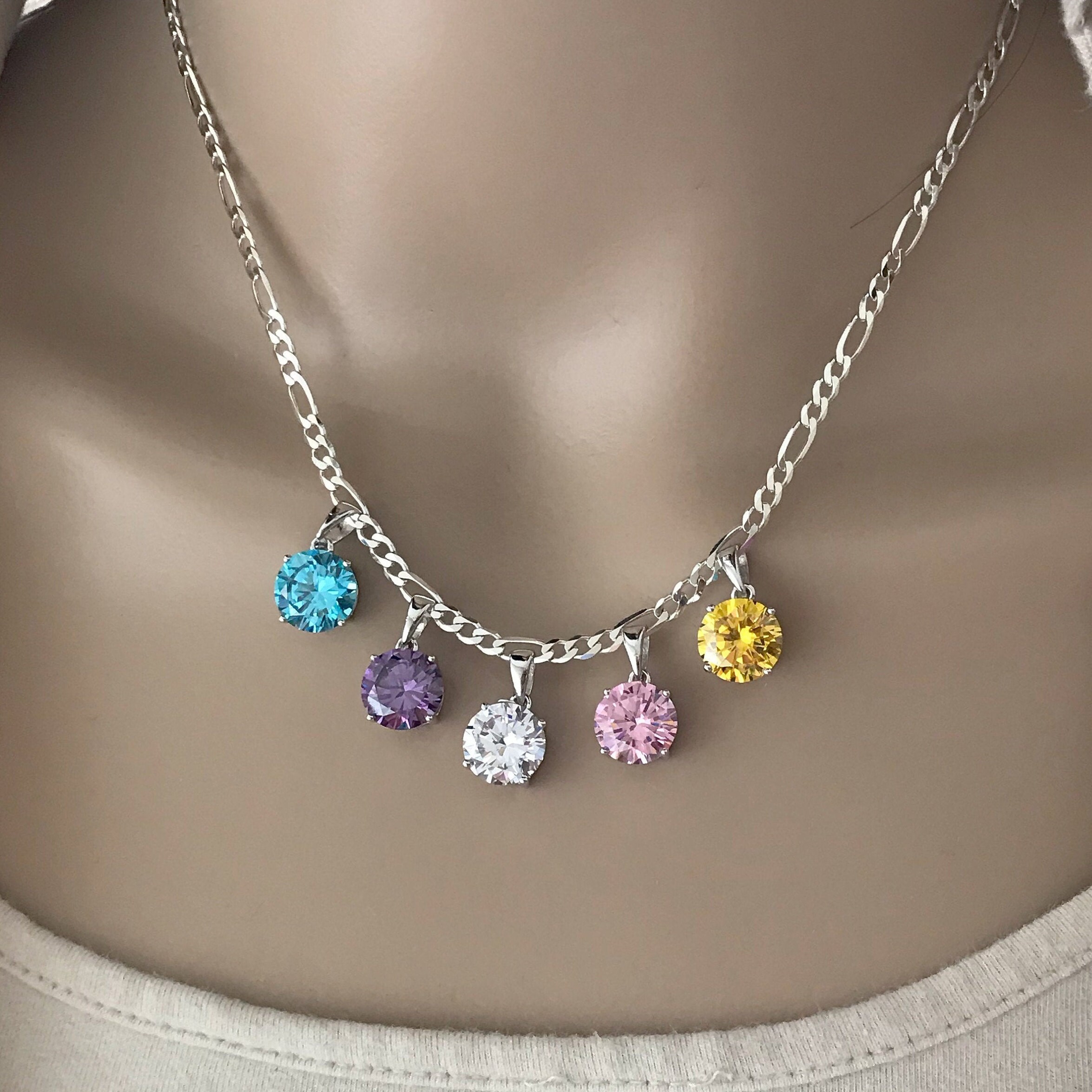 Coeur Argent Sterling .925 Pendentif Avec Clair Zircone Cubique Zircone Cubique Fleur Dangle