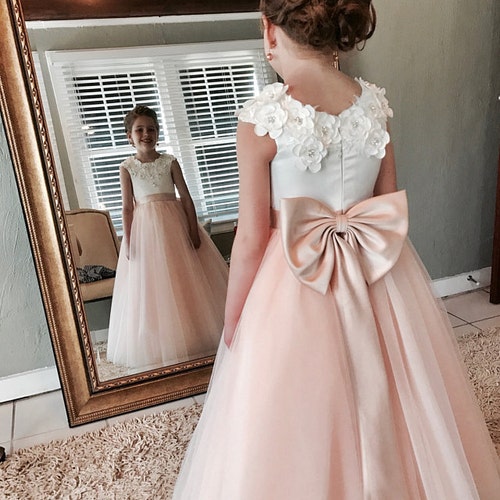 Swiss Dot Overlay Blue Flower Girl Junior Bridesmaid Dress M0096 Etsy