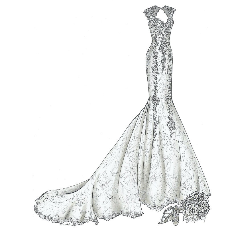 Custom Wedding Fashion Illustrations And By Littlepaperdress