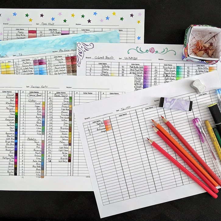 Kalour 520 Colored Pencil Set DIY Blank Color Chart /swatch Sheet