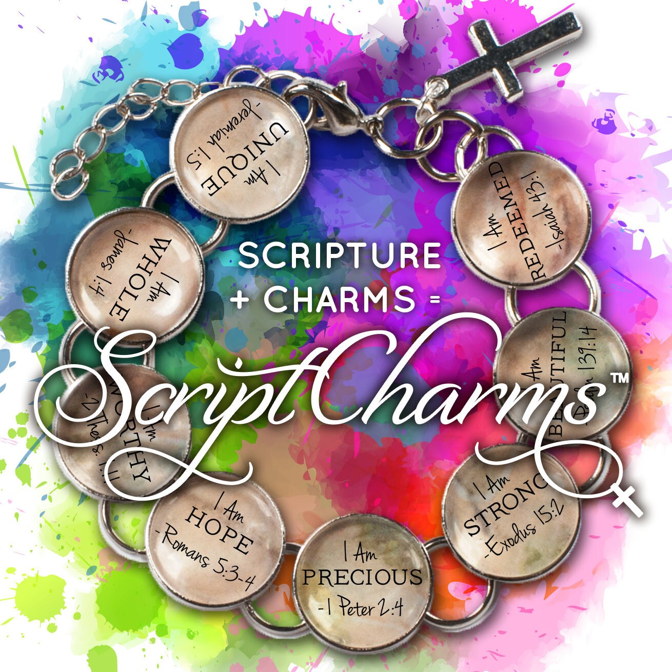 Fruit of the Spirit Scripture Bracelet – Galatians 5 Glass Charm Stainless  Steel Bible Verse Bracelet