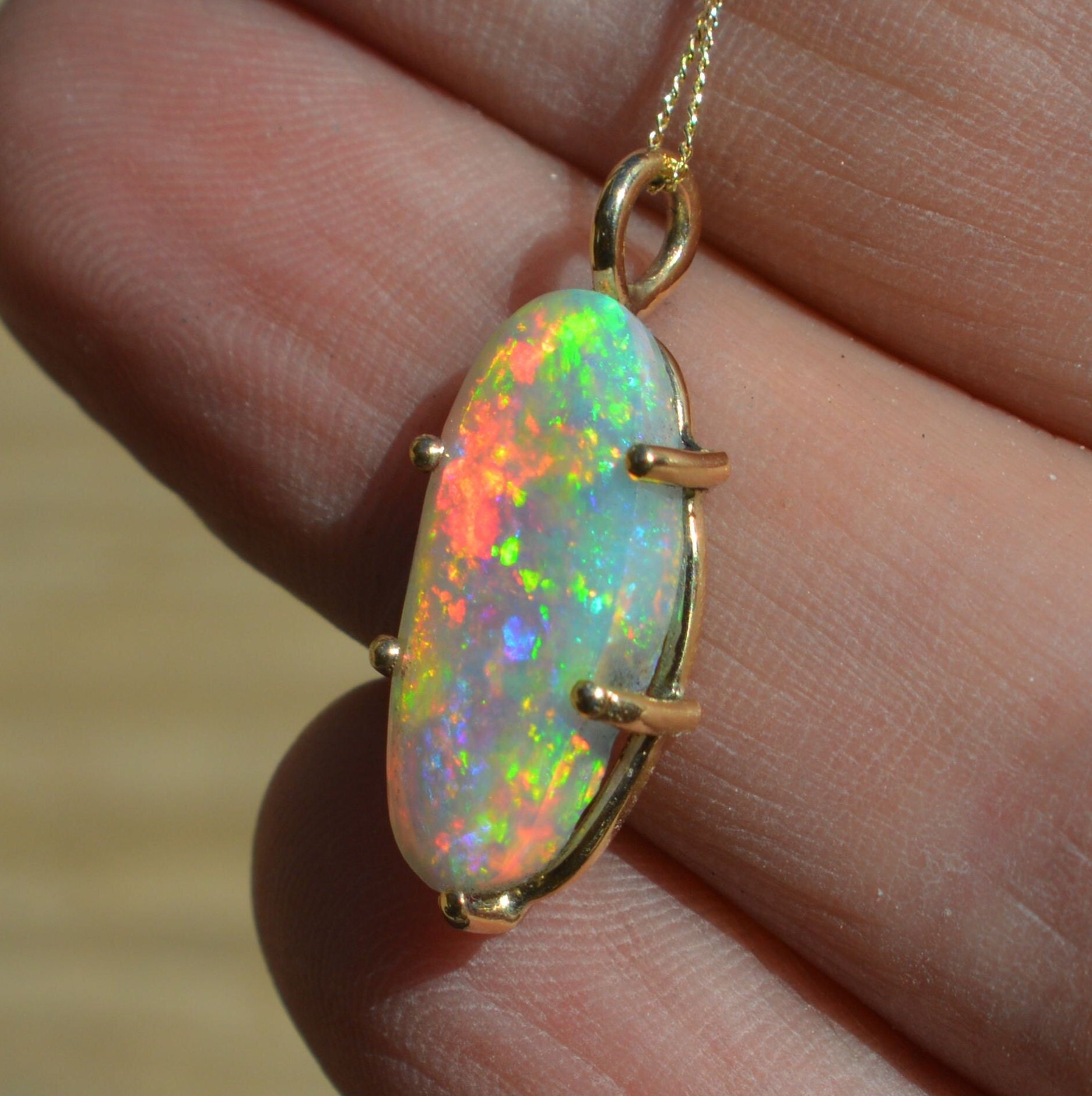 Buy 9ct Gold Australian Opal Pendant Online in India Etsy