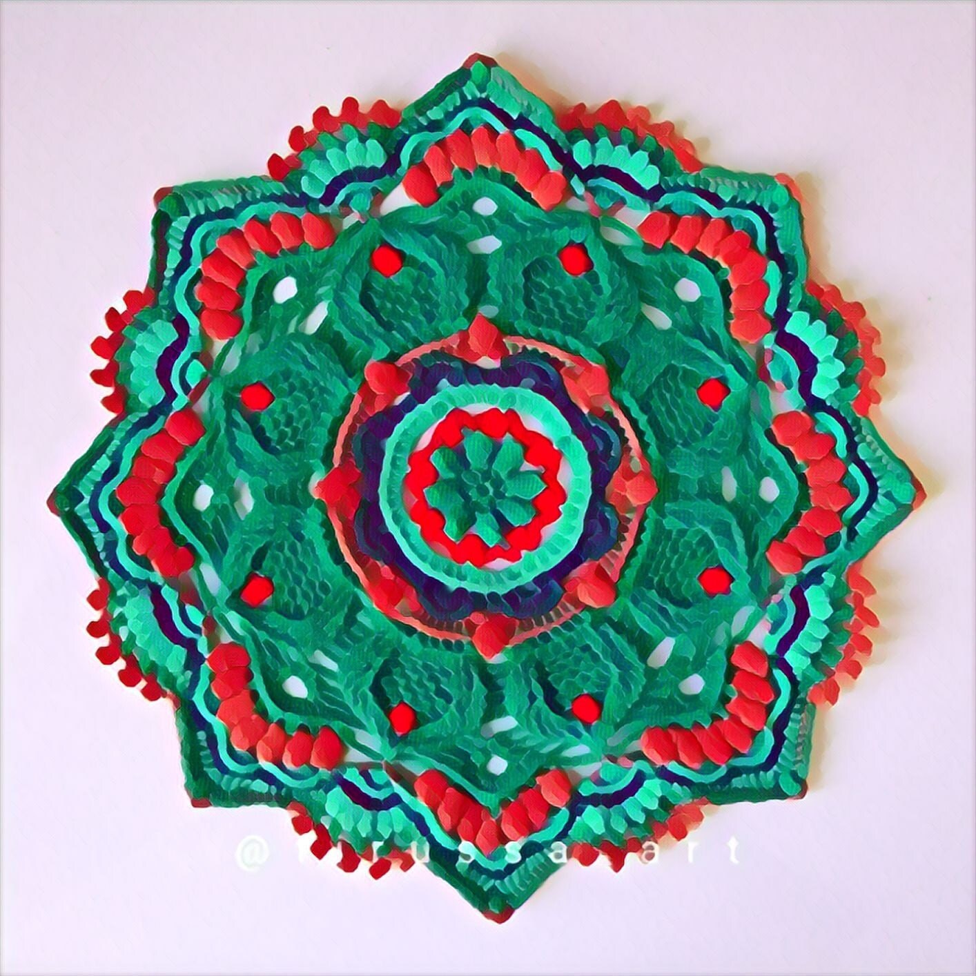 PDF crochet pattern Doily Eden Step by step crochet tutorial ENGRUS Written instruction with full photos and diagrams to each round