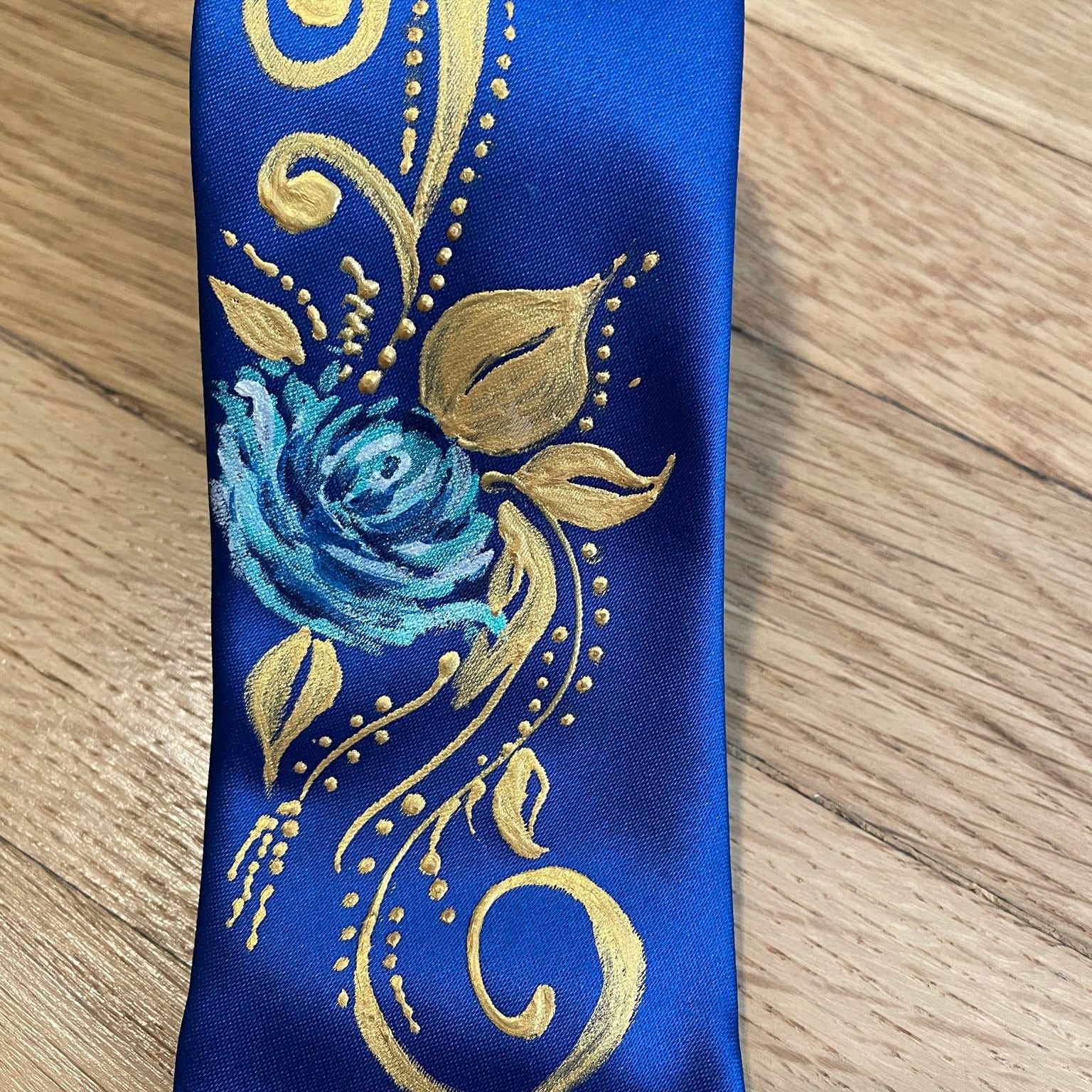 FEUILLES Cravate de créateur peinte à la main Initiateur -  France