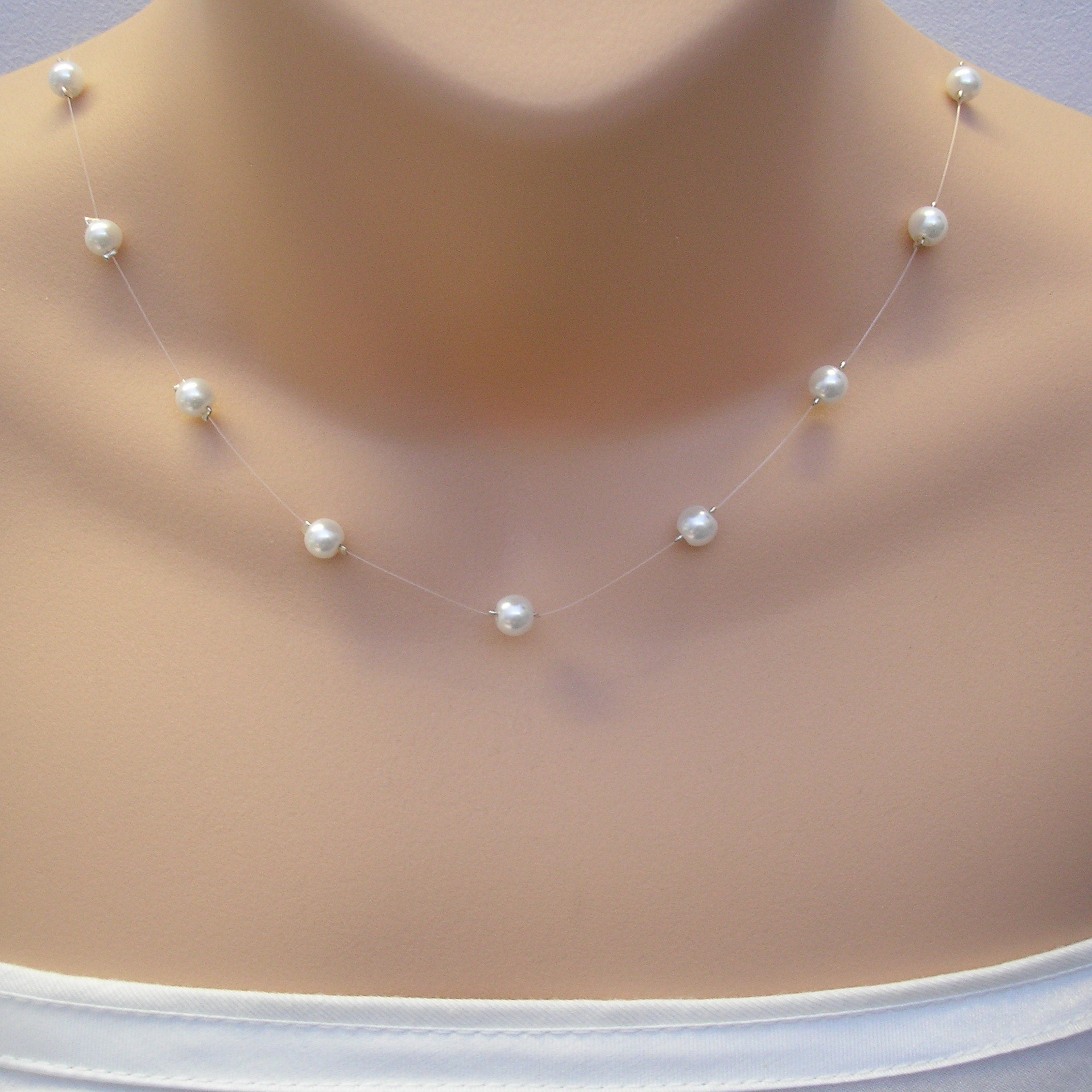 Dainty Coloured Pearl & Crystal Diamante Drop Necklace for Women Ladies Girls E1