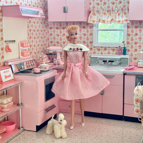 Pink barbie kitchen hotsell