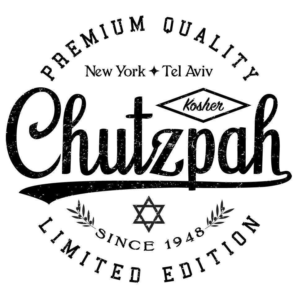 Chutzpah™ Vintage Brand Unisex Long Sleeve T-Shirt (White Logo