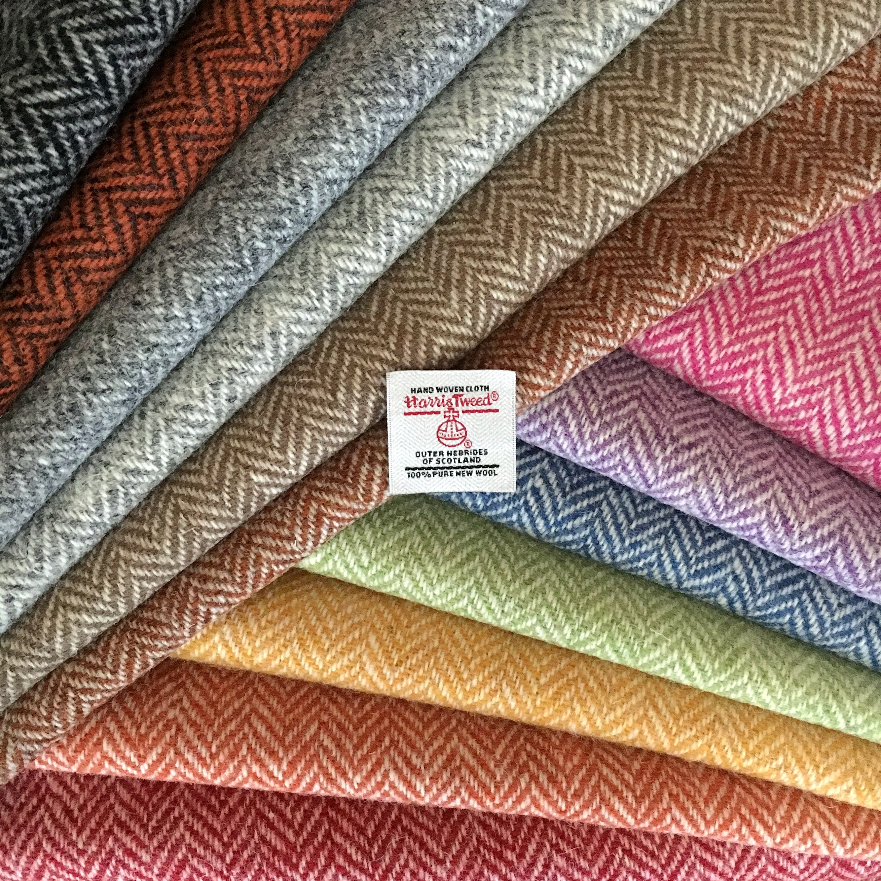 Harris Tweed Fabric & labels BLUE HERRINGBONE upholstery tailoring quilting sew Harris Tweed Fabric & labels BLUE HERRINGBONE upholstery tailoring quilting sew
