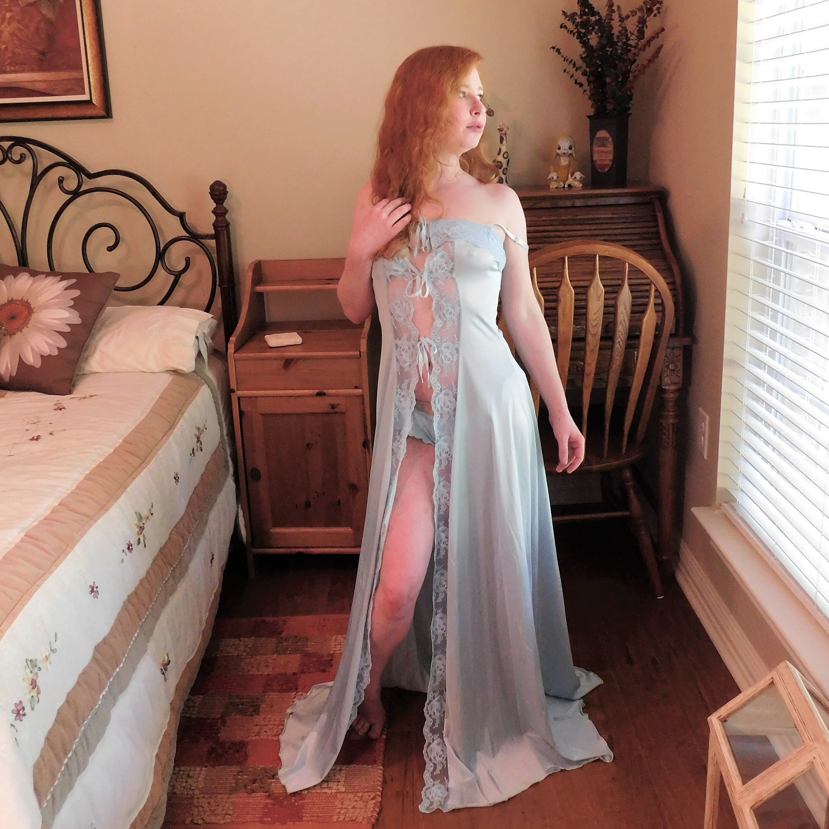 BLUE SATIN NIGHTGOWN - Etsy 