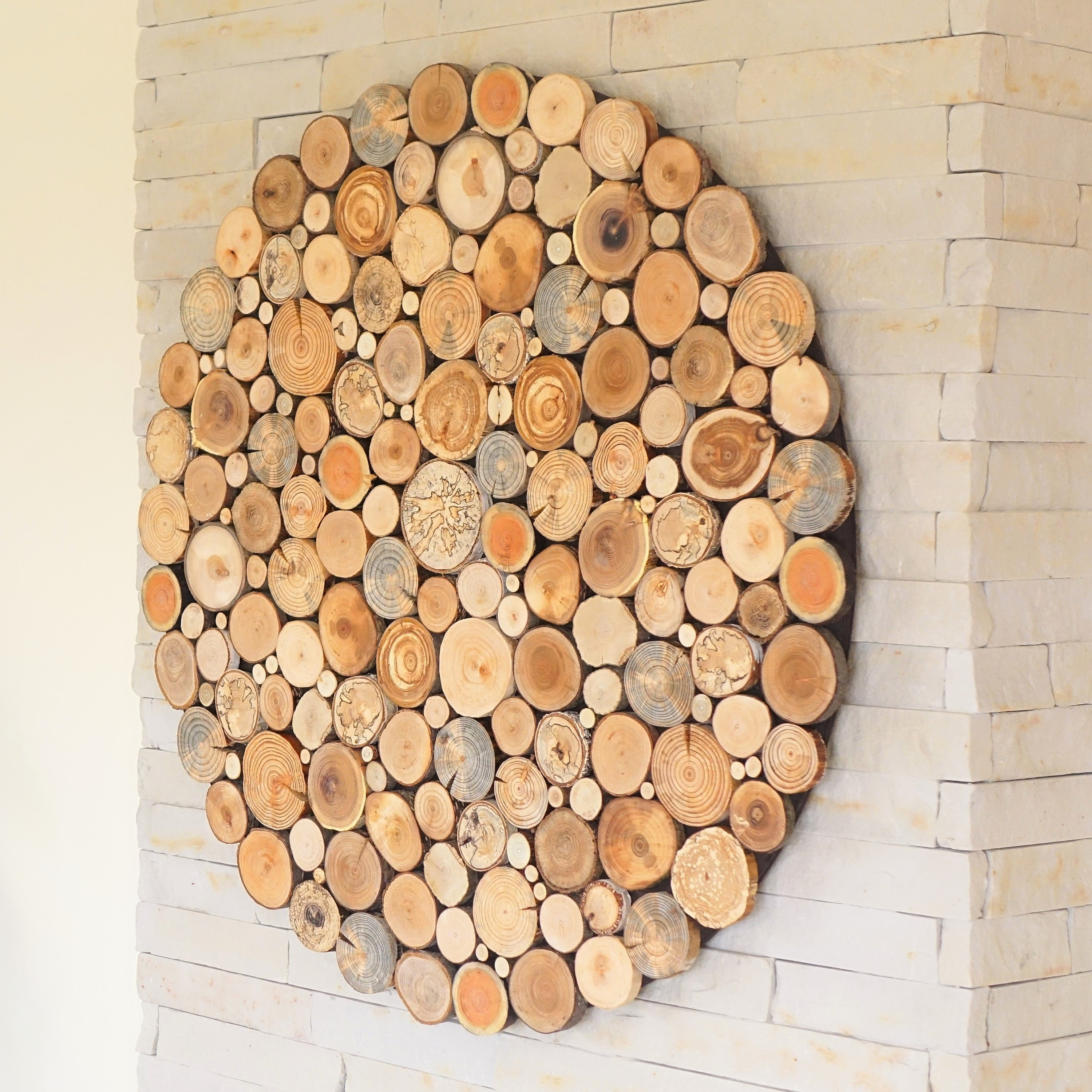 Details about / Wall Decoration Wooden Discs Modern Wall- show original title wandart Wood Wooden Mosaic