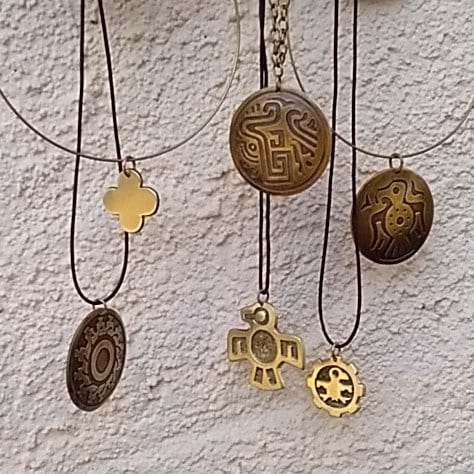 Indigenous art Aztec Aztec eagle Bronze handmade pendant with tribal symbolism from precolumbian Mexico Unisex. Mayan Toltec style