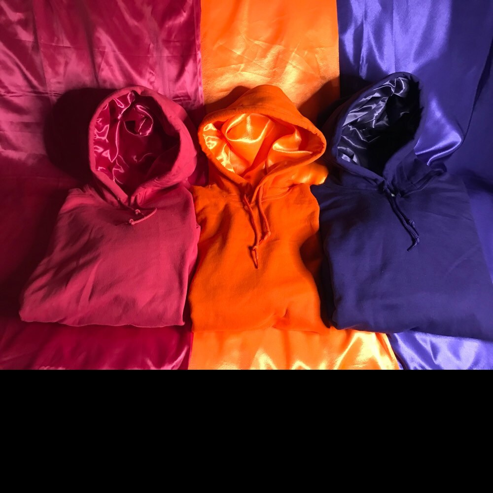 Hoodie with silk lined hood hot sale