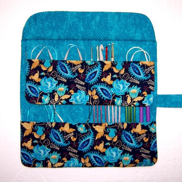 Quilted Blue Floral Knitting Needle Storage Wrap – Make & Mend