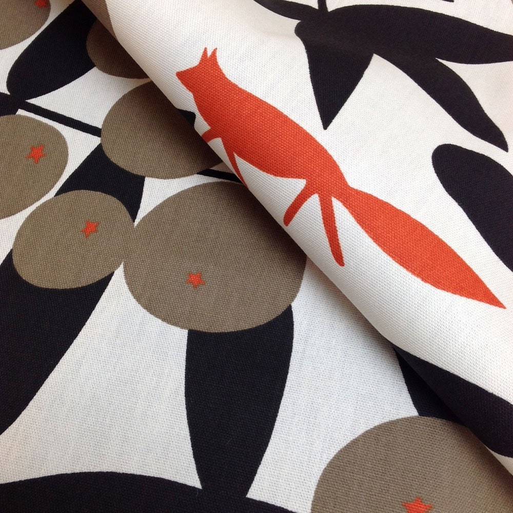 Fabric orange white snow falke decoration abstract flowers Cotton Fabric Kids Fabric Scandinavian Design Scandinavian Textile
