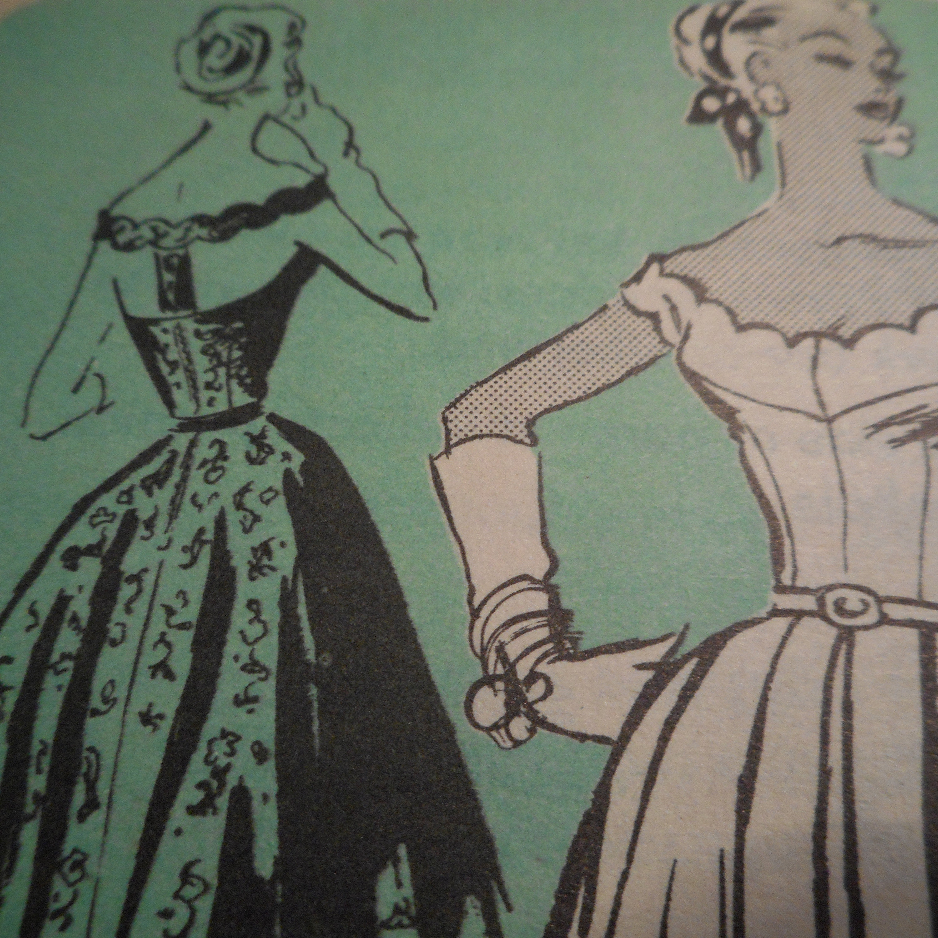 1958 Advance American Designer Original by Luis Estevez. Dress with  slightly bloused bodice and softly gathered skirt is lined. Neckline
