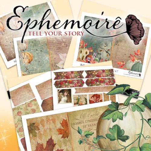 Digital Scrapbook Altered Postcards Art Journal Cardmaking Autumn