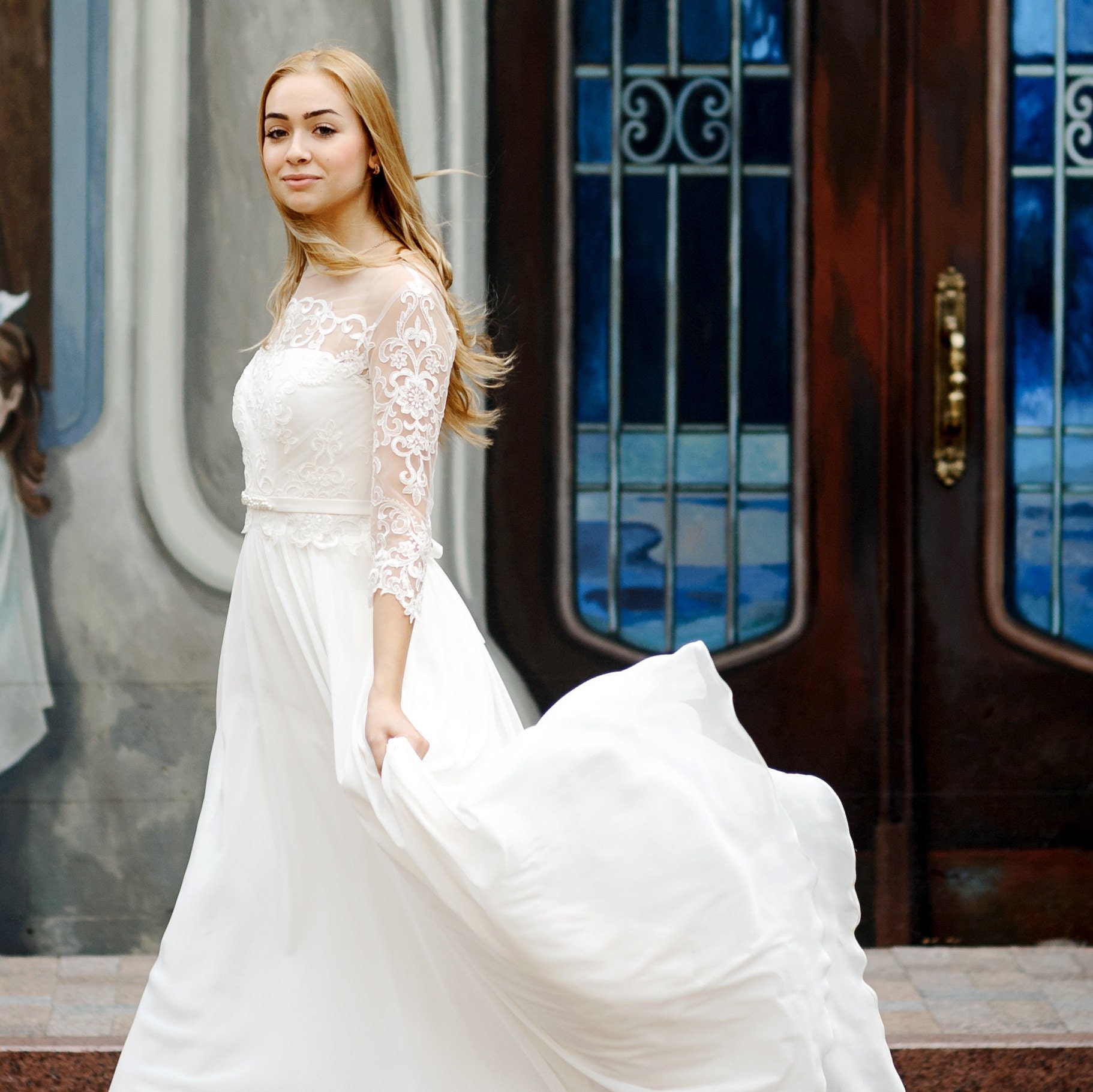 HANA trouwjurk elopement jurk open rug trouwjurk lange Etsy België