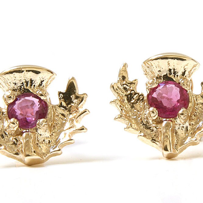 9ct Gold Ruby and CZ Cluster Stud Earrings Gift Boxed studs Made in UK 9ct Gold Ruby and CZ Cluster Stud Earrings Gift Boxed studs Made in UK