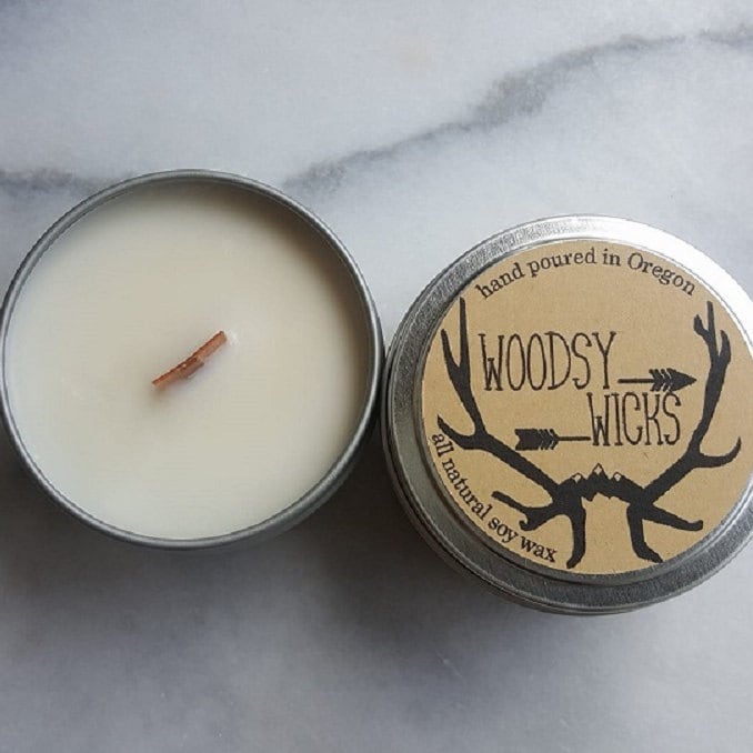 Hand poured woodwick soy wax eco friendly vegan by WoodsyWicks