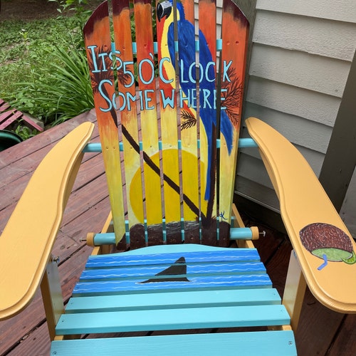 Adirondack Chair Custom Colors Margaritaville Beach Hand Painted Bright Colors Parrot Etsy
