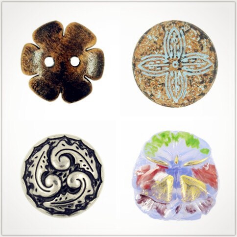 Verdant and Pink Enamel Buttons With Coconut Base Color Collision Buttons 0.51 inch 10 pcs.