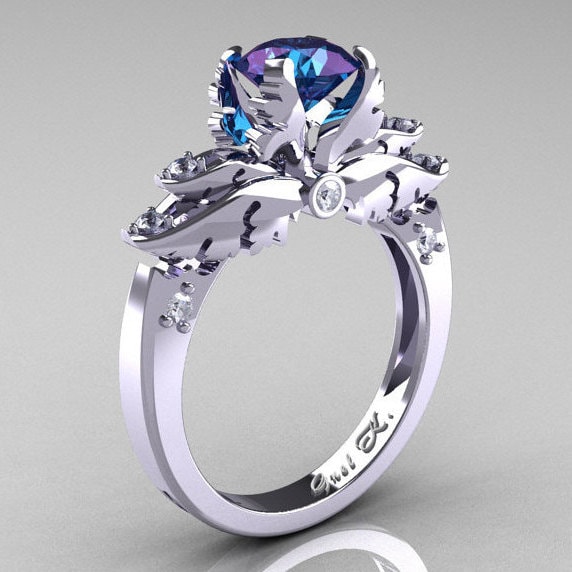 Nature Classic 14K Black Gold 2.0 ct Heart Pink Sapphire Black Diamond Three Stone Floral Engagement Ring Wedding Ring R434-14KBGBDPS
