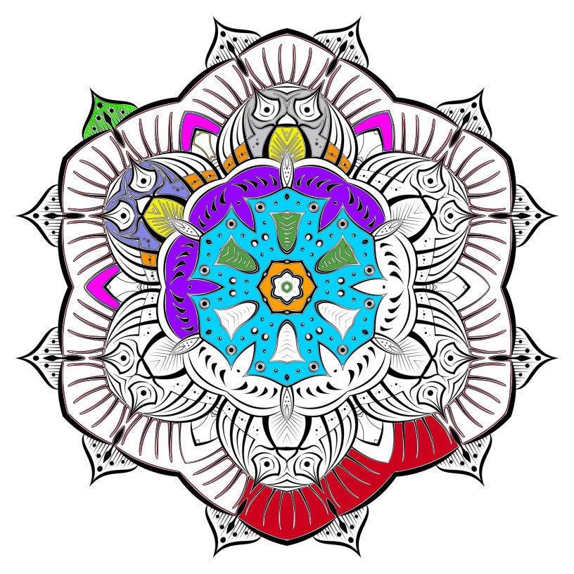 Coloriage Mandala pour adulte - design unique - fichiers numériques -  L'Entre-Mondes
