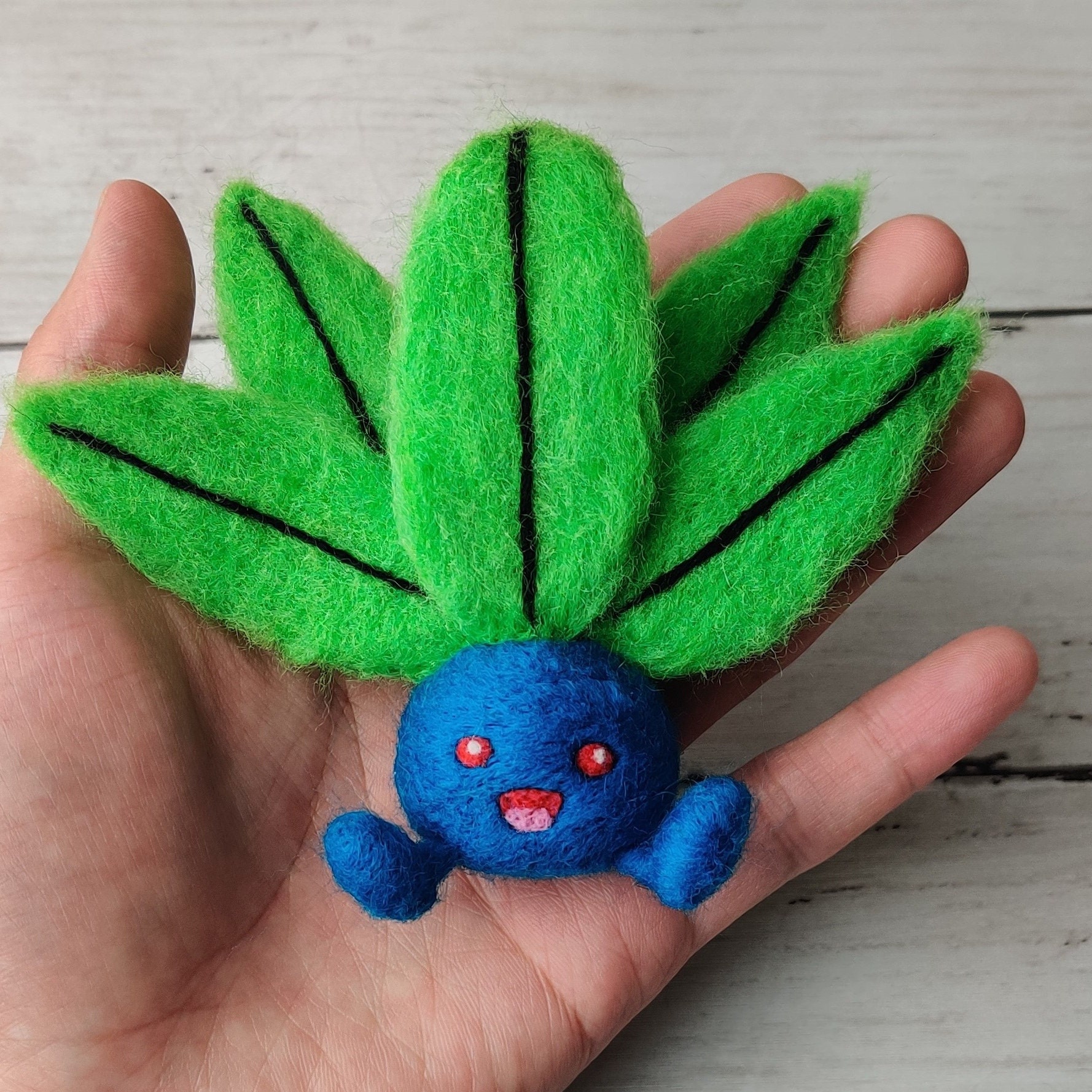 Pokemon Oddish Wool Sculpture Handmade Needle Felt Pokemon Etsy Hong Kong