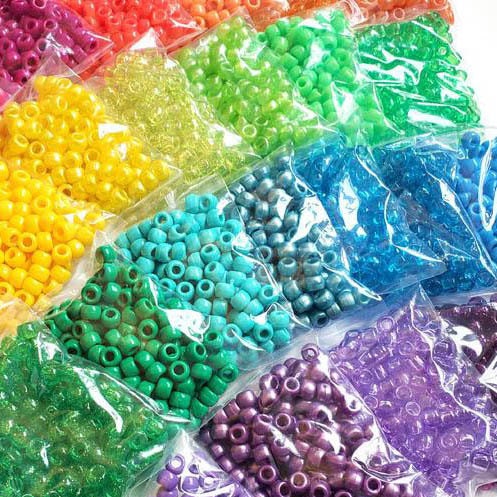  Bold & Bright Neon Multicolor Mix Plastic Pony Beads Bulk  6x9mm, 1000 Beads, Made in The USA, Bulk Pony Beads Package for Arts &  Crafts