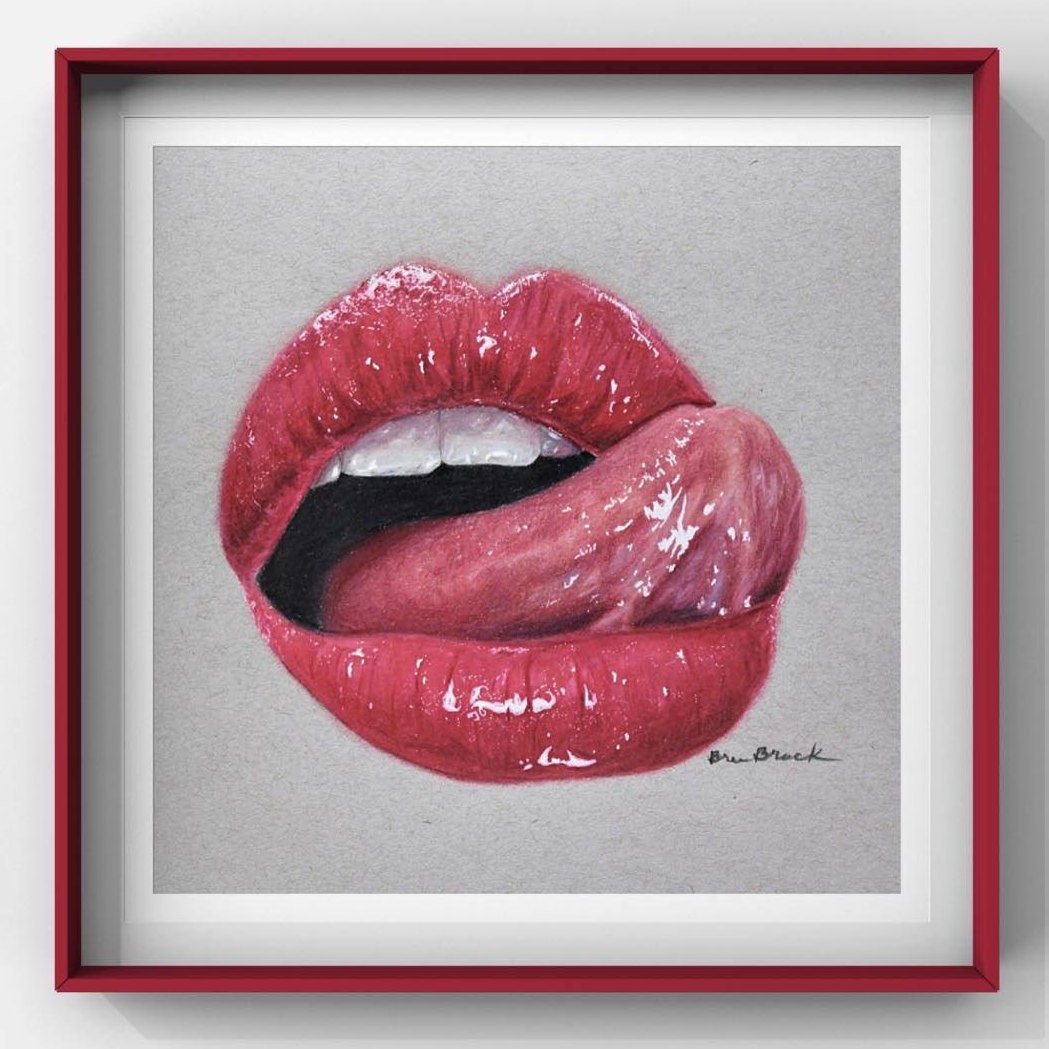 Hand Is Drawing A Red Lips Using A Pencil Background, Drawing Picture Of  Lips Background Image And Wallpaper for Free Download