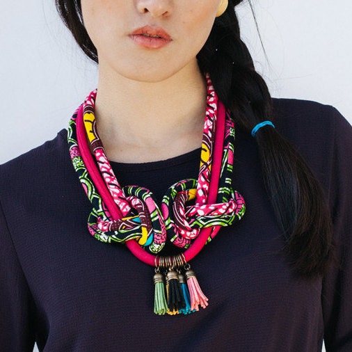 Ankara Necklace Design Handmade Fabric Necklace African Statement
