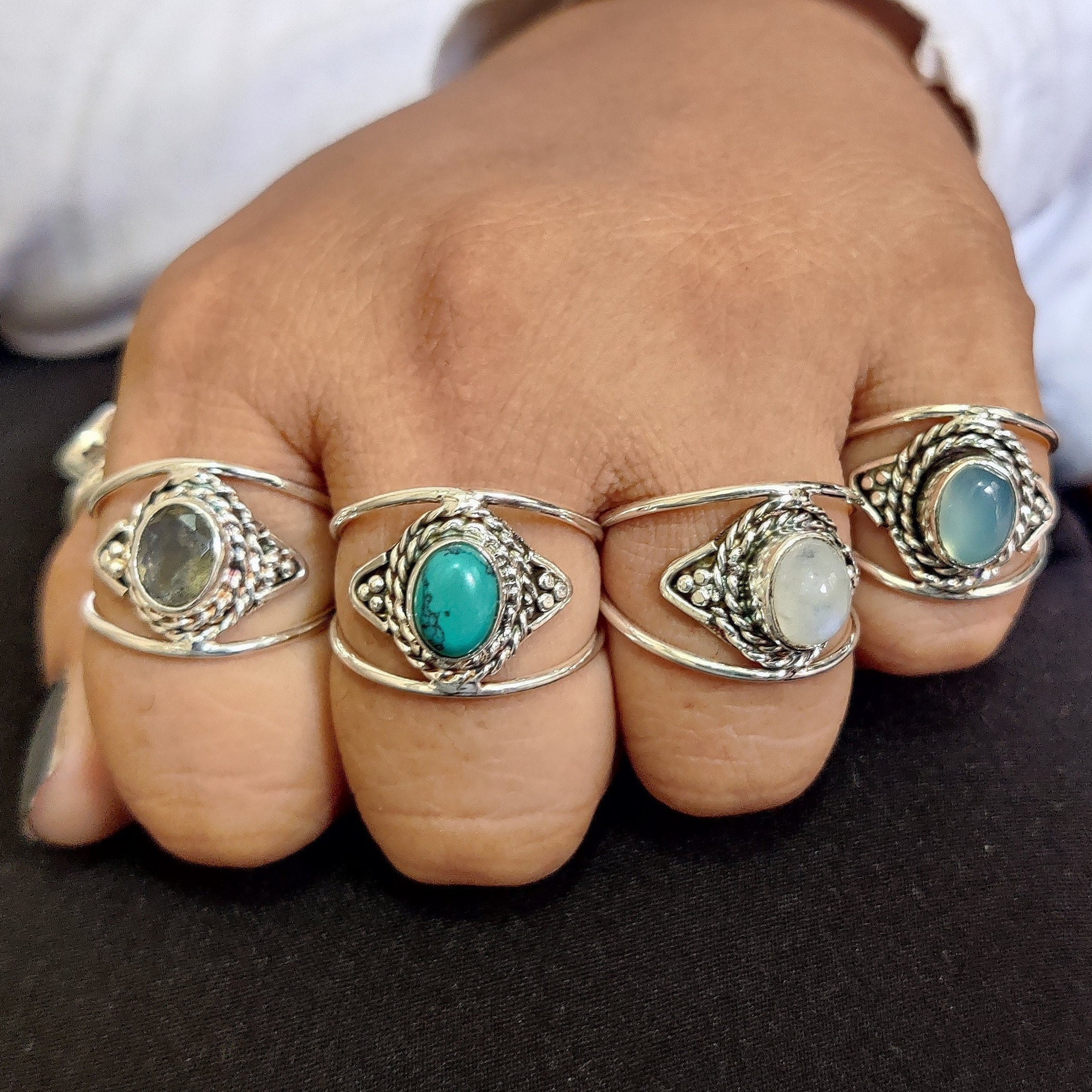 Bumble Bee Jasper Gemstone 5pcs Rings Wholesale Lot 925 Silver Plated WHR-17 Bumble Bee Jasper Gemstone 5pcs Rings Wholesale Lot 925 Silver Plated WHR-17
