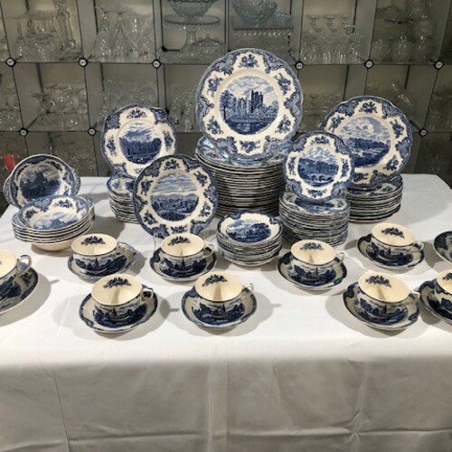 Morning Rose by Sango Japan - Set of Eight Platinum Trim Vintage 