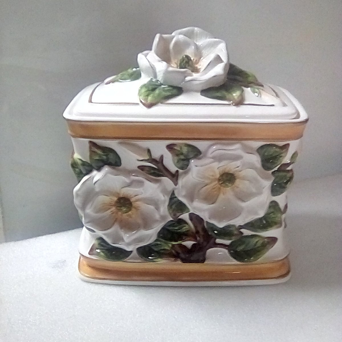 White Ceramic Modern Canister - Magnolia