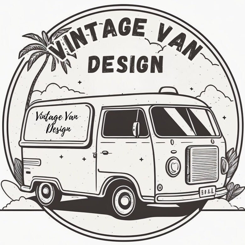 Cartel logotipo Retro Volkswagen. - Dunas vintage