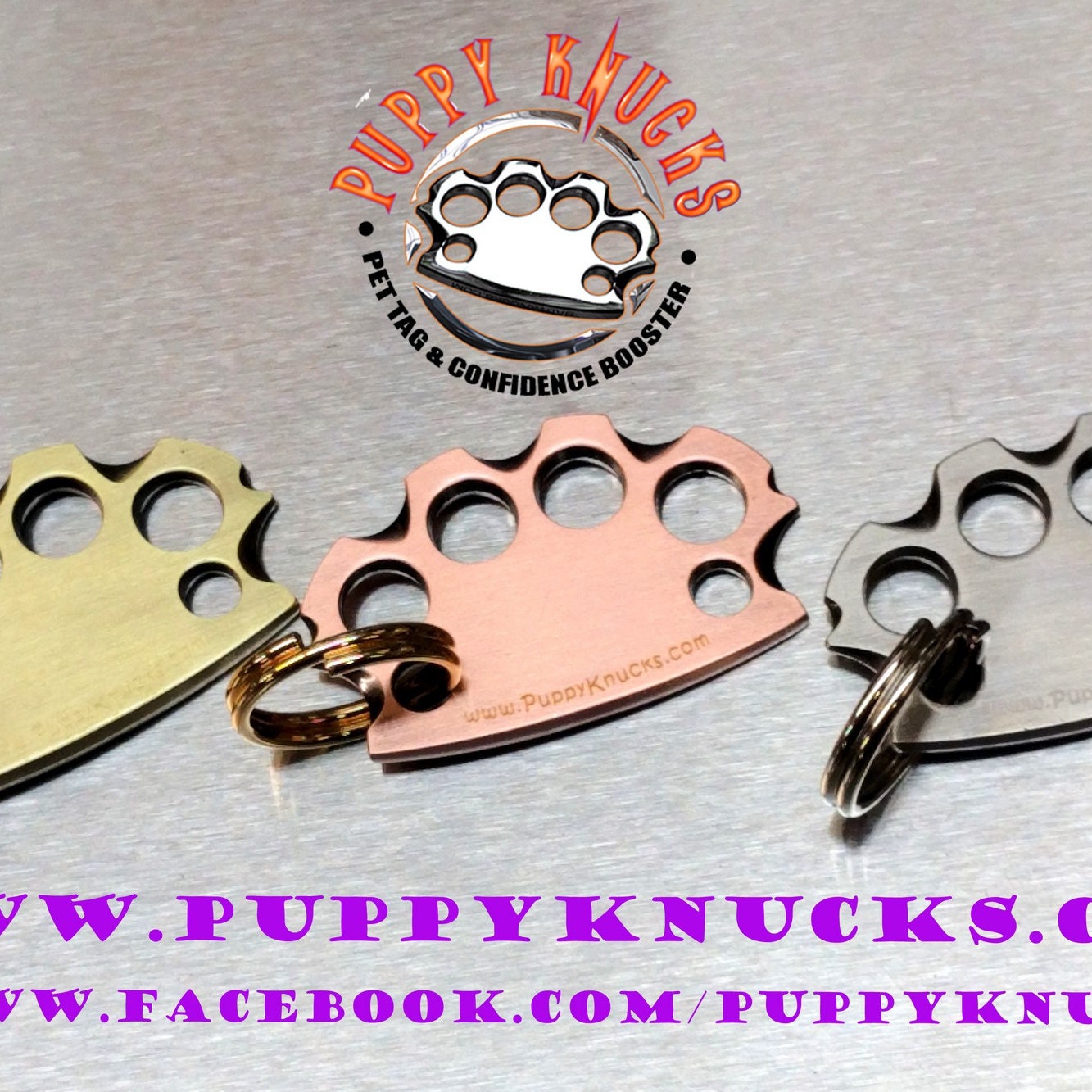 PUPPYKNUCKS puppy pet dog Brass knuckles ID pet tag Custom Engraved, 6  finishes