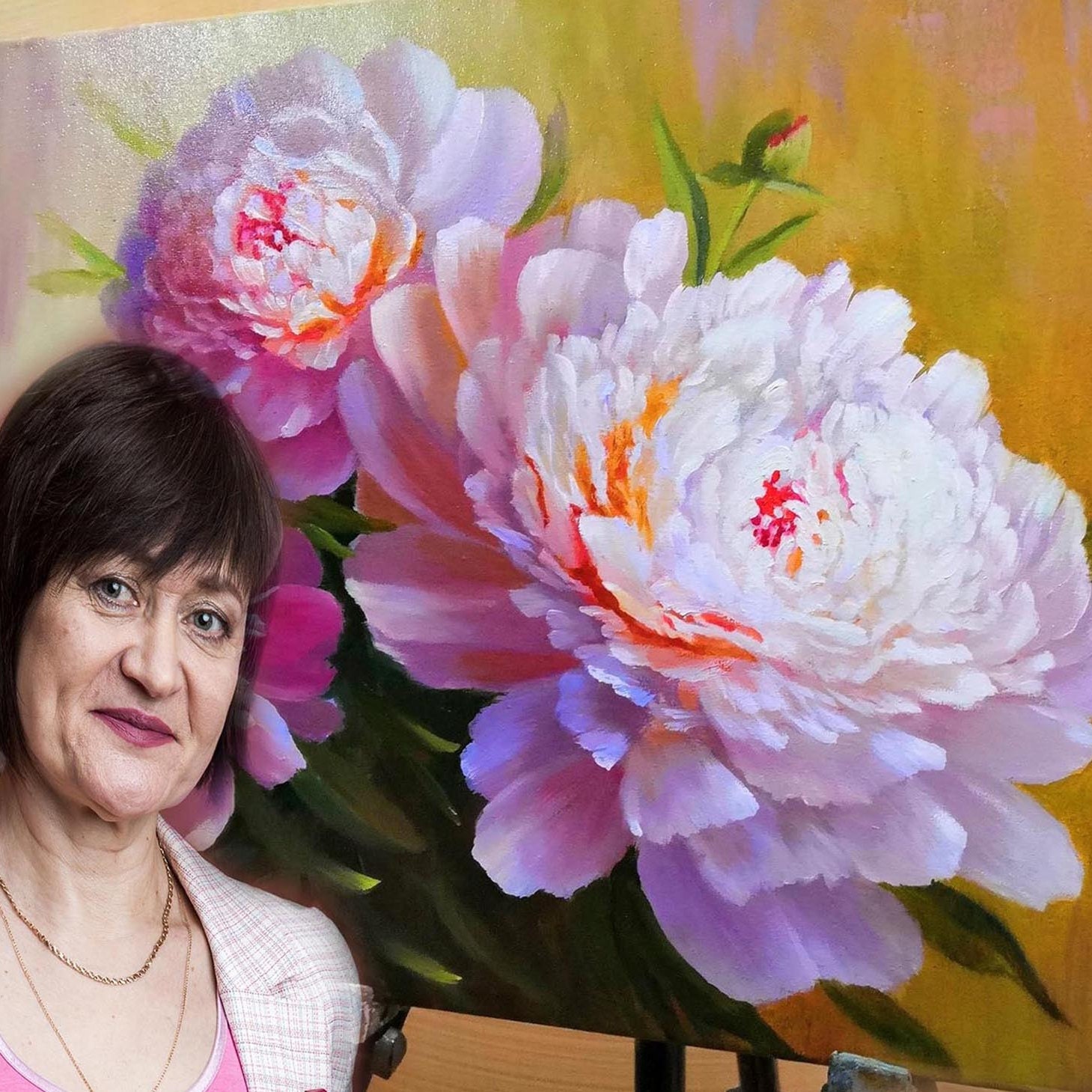 Peony Painting Floral Original Art White Flower Oil Black - Etsy 日本