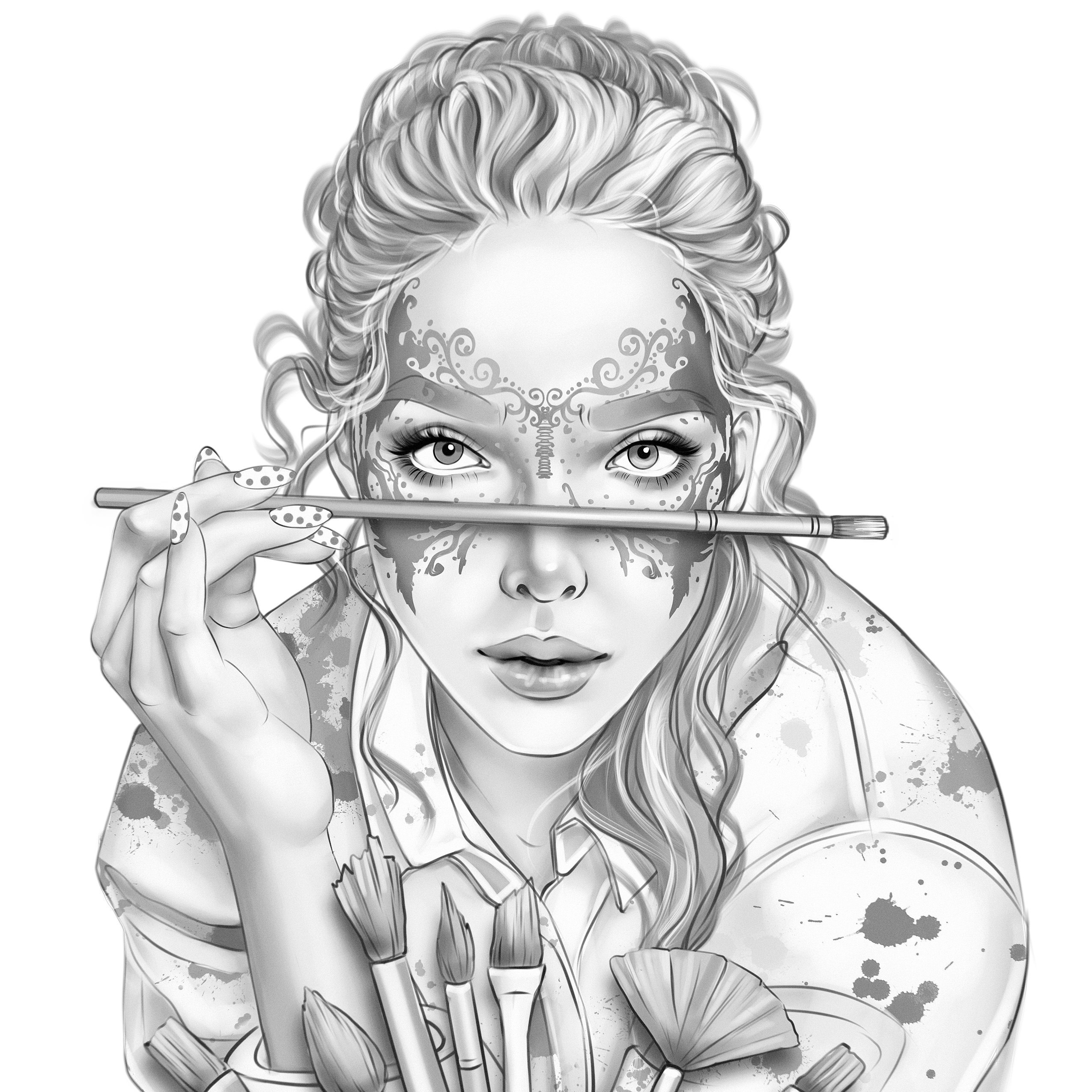 Free grayscale coloring pages