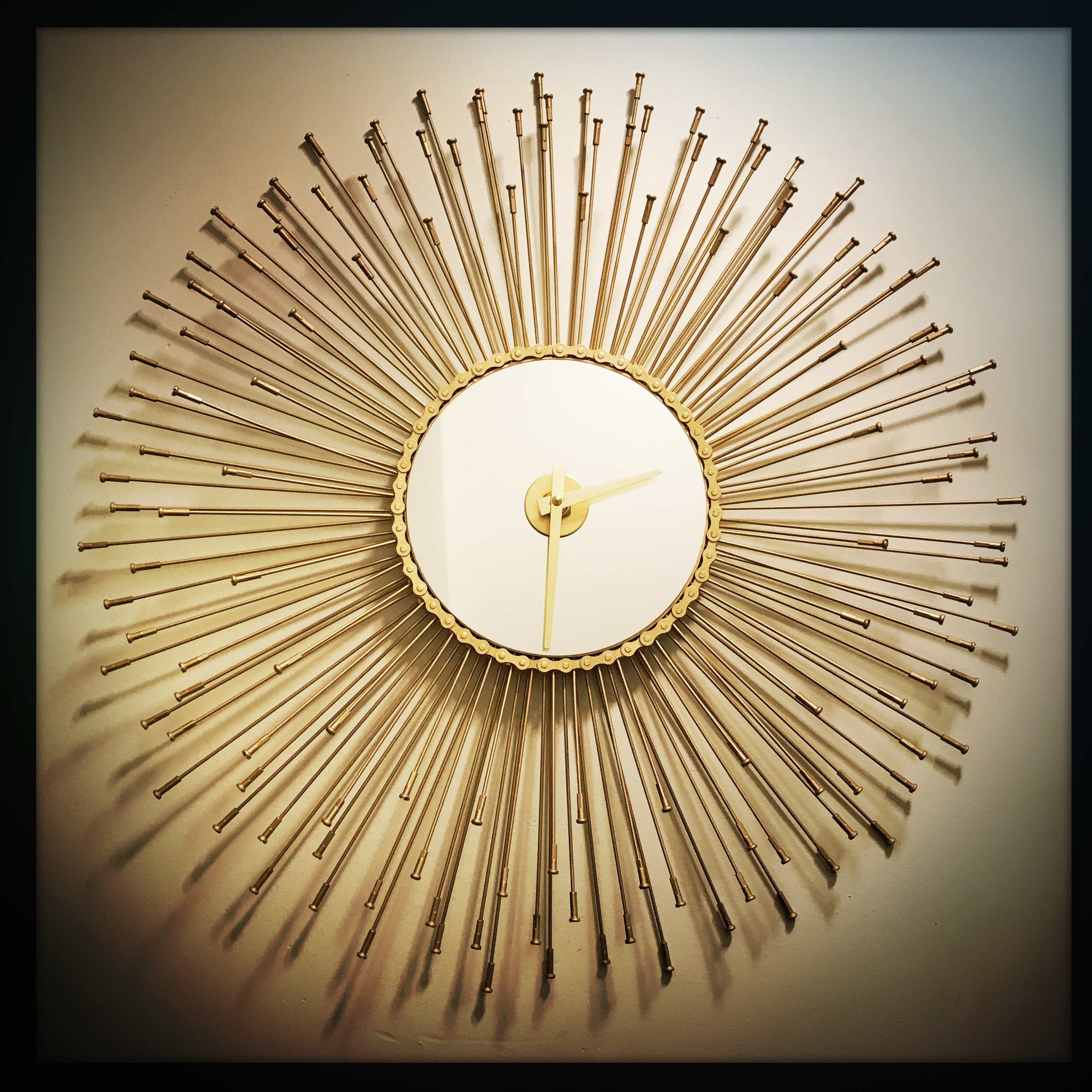 Gold Mid Century Starburst Wall Clock Oversized Clock For Etsy