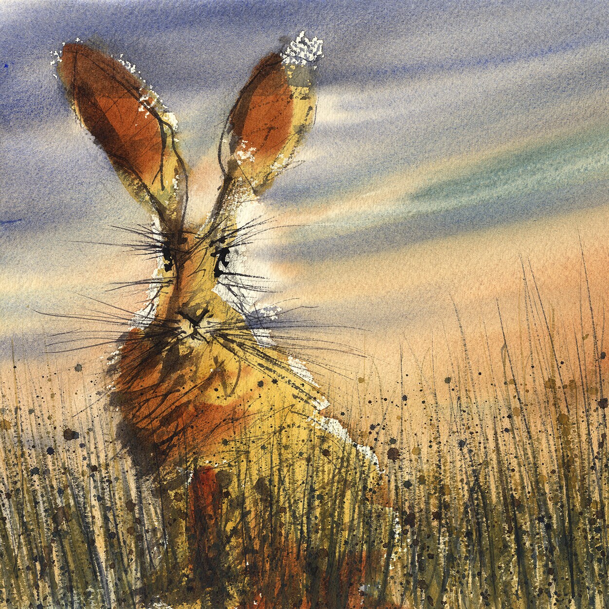 Kid wall art Watercolour animal print Bunny Art PRINT A4 21x29 children wall art watercolour bunny painting girl pink boy blue pastel rustic