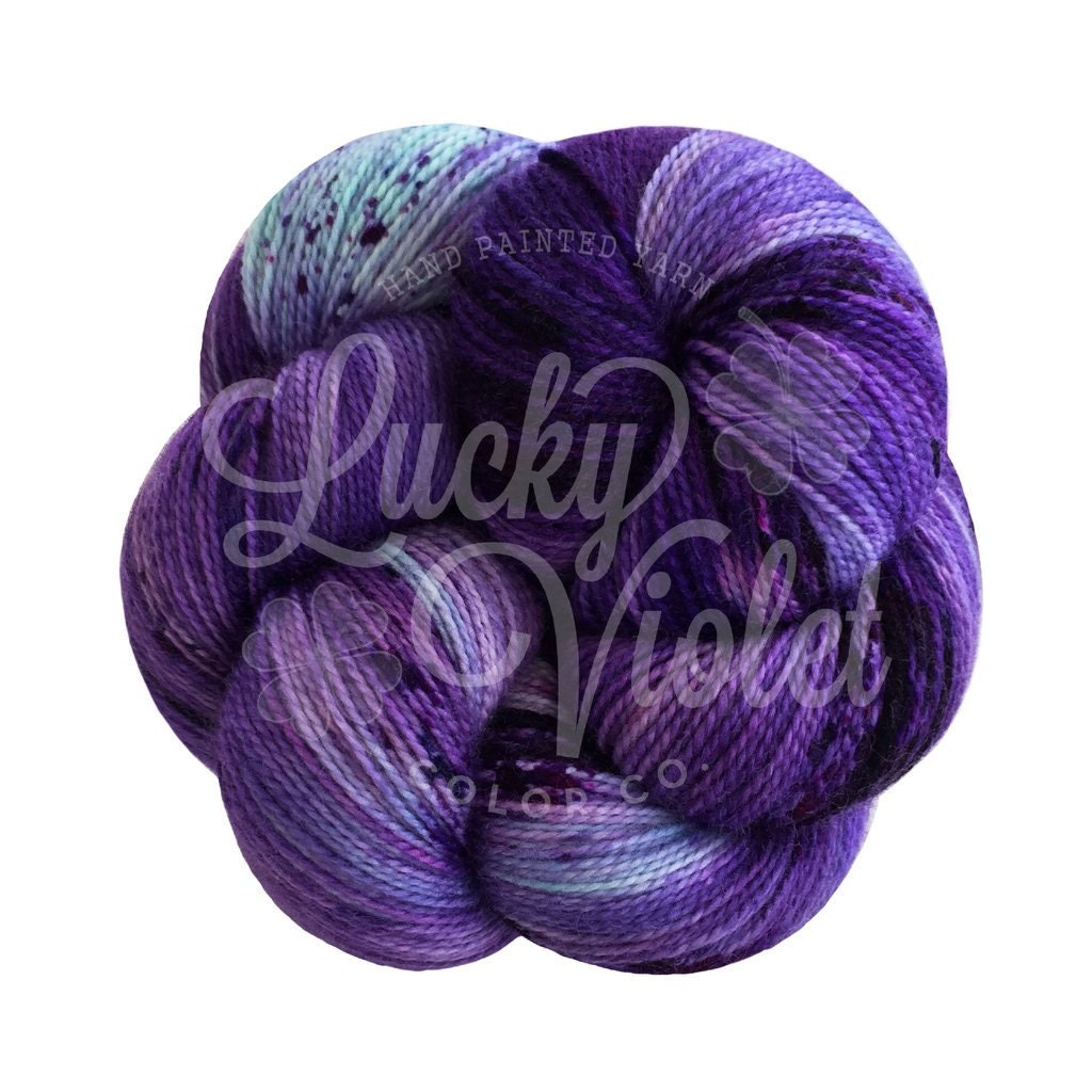 Painted Indie Sock Yarn from Lucky Violet Color Co OOAK #2-004 Hand Dyed