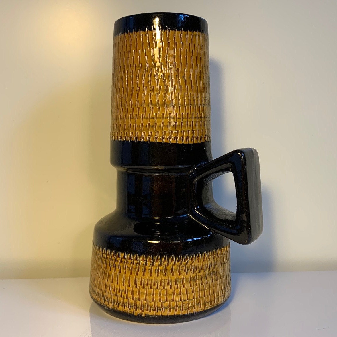 VEB Haldensleben -East German Pottery 8103 Modernist Cute little GDR Vase Mid Century Fat Lava