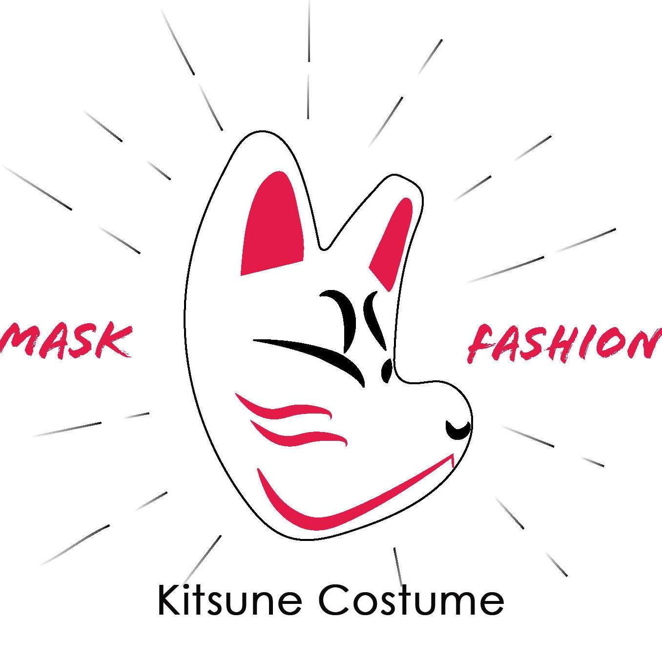 Blue Curse Kitsune Mask - Foxtume None / None