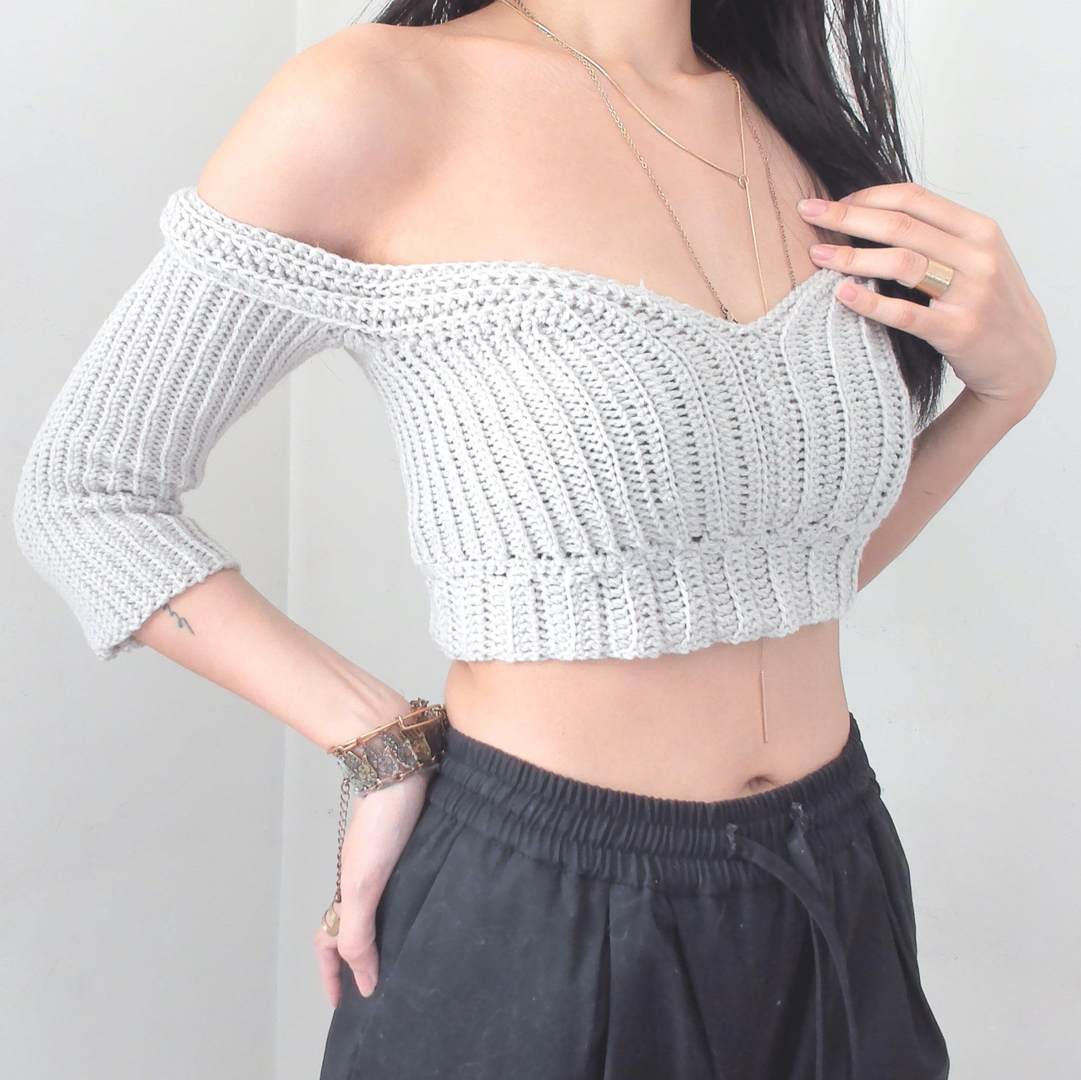 Crochet Pattern Long Sleeve Fold Top Pattern PDF Download 