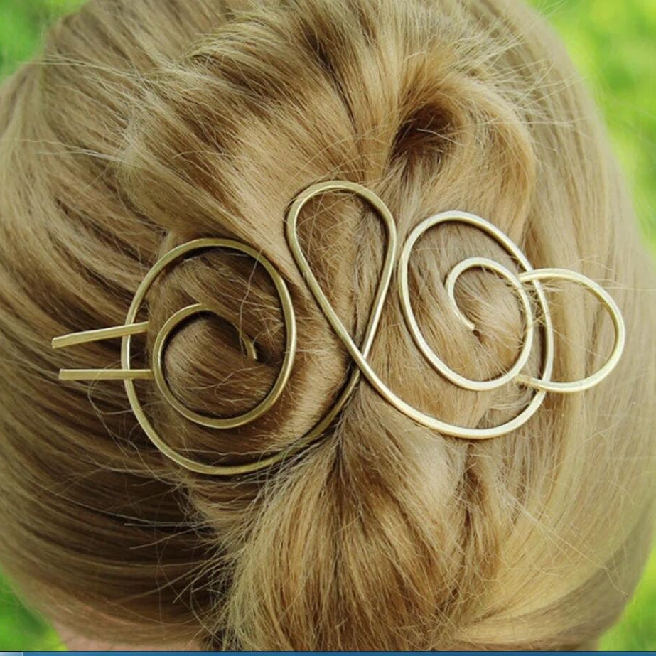 Open Circle Hair Clip, Hair Pin Brass Hair Barrette,hand Forged