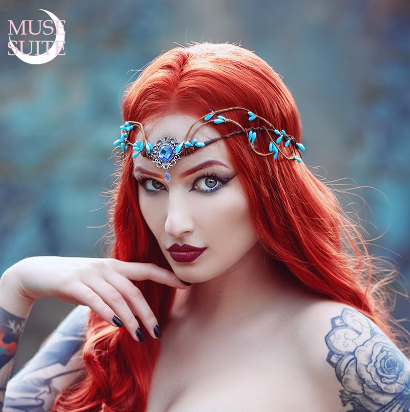 celtic diadem-fantasy tiara-woodland forest magic hairdress pagan wiccan witch elf crown elvish circlet Elven tiara with leaves