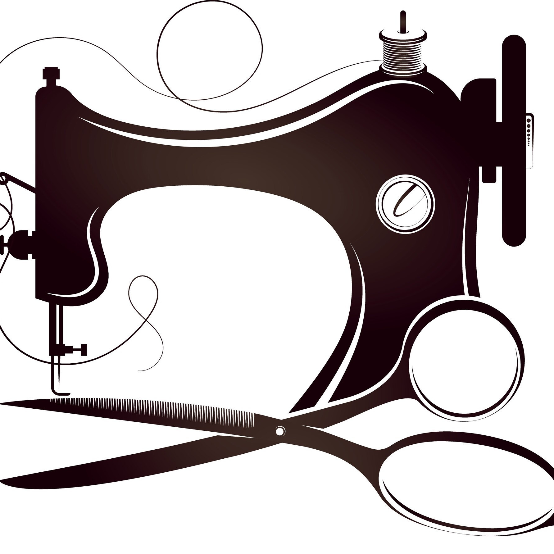 Швейная машинка вектор чб