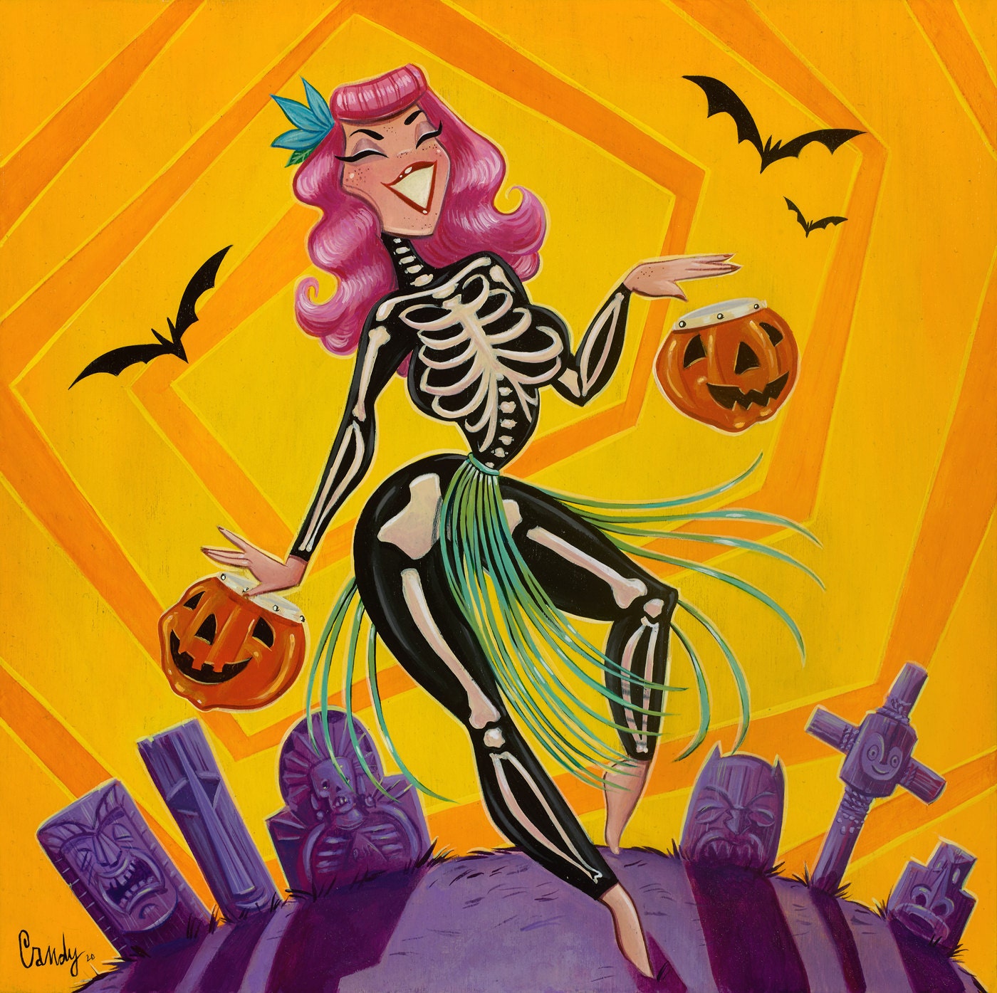 Neu Technicolor Tiki Vamp Fine Art Giclee Print Gross Etsy